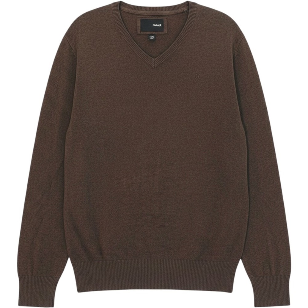 Hurley XXL Sweater Brown V-Neck 100% Cotton Long Sleeve Pullover ME02TRS
